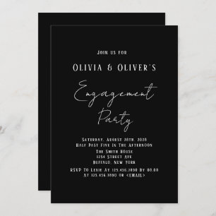 Elegant Black Tie Engagement Party Invitation