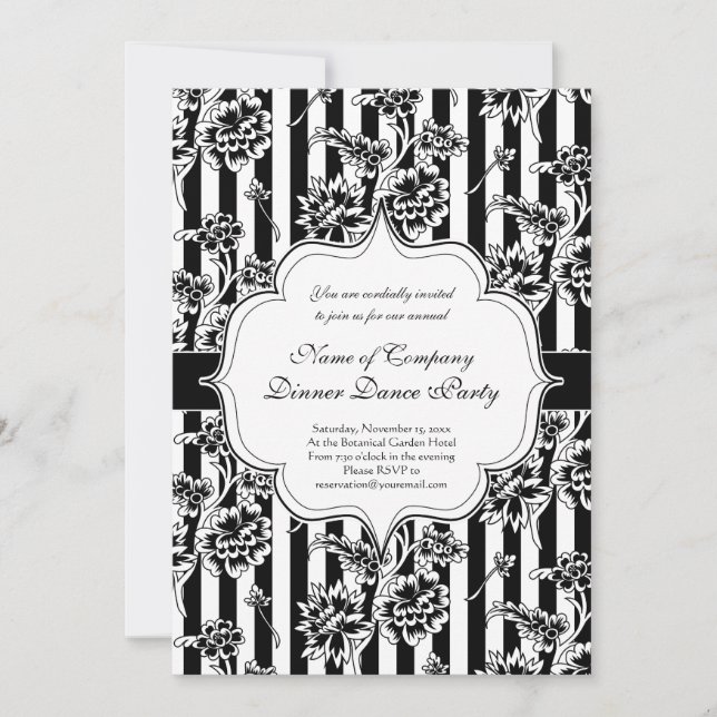 Elegant Black Tie Formal Dinner Dance Party Invita Invitation (Front)