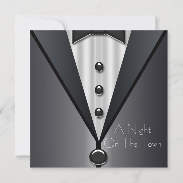 Elegant Black Tie Formal Prom Invitations (Front)