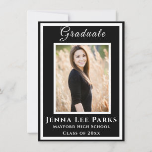 Elegant Black Tie Photo Graduation Announcement