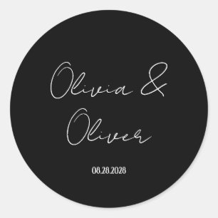 Elegant Black Tie Wedding Classic Round Sticker