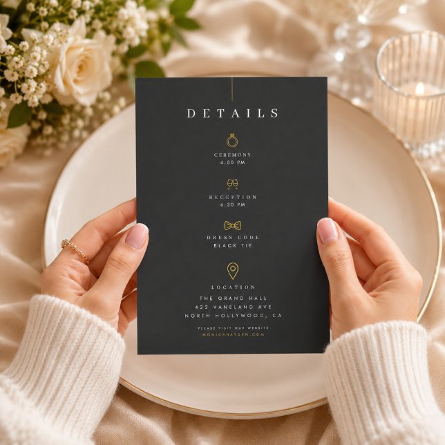 Elegant Black Tie Wedding Details Card (Creator Uploaded)