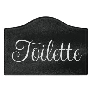 Elegant Black Toilette Restroom Door Sign