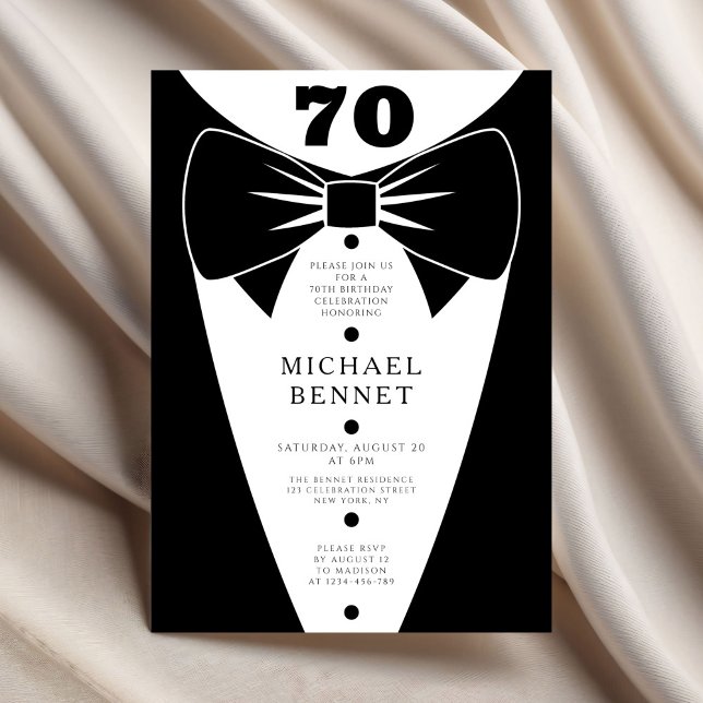 Elegant Black Tuxedo 70th Birthday Invitation (Elegant Black Tuxedo 70th Birthday Invitation
)