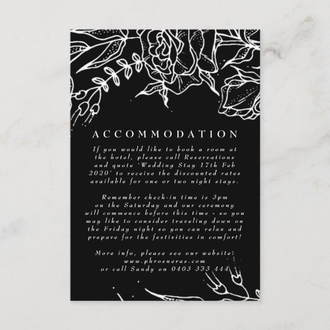 Elegant Black Tuxedo Bright White Wreath Wedding Enclosure Card (Front)