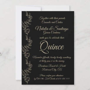 Elegant Black Twin Boy Girl Fiesta de Quince Invitation