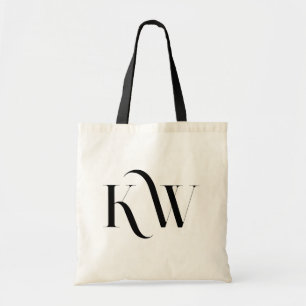 Elegant Black Two-Letter Monogram Tote Bag