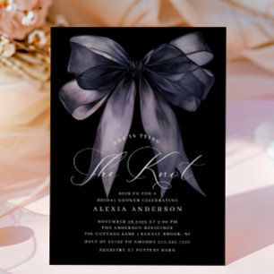 Elegant Black Tying the knot Bridal Shower Invitation