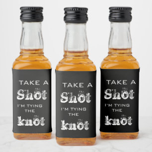 Elegant Black Tying The Knot Wedding Engagement  Liquor Bottle Label