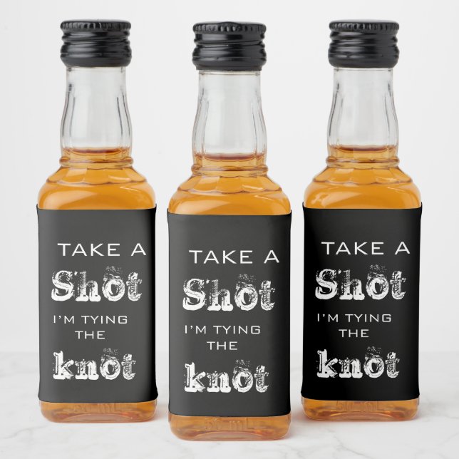 Elegant Black Tying The Knot Wedding Engagement  Liquor Bottle Label (Bottles)
