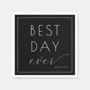 Elegant Black Typographic Celebration Napkin