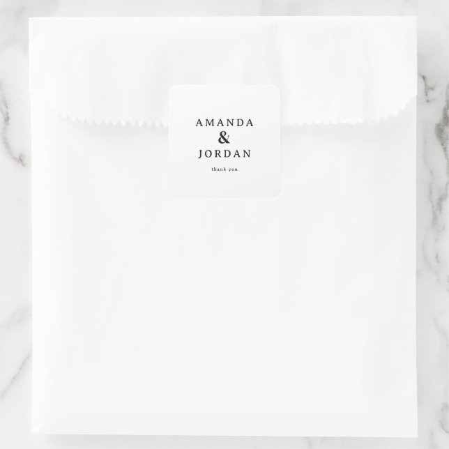 Elegant Black Typographic Gratitude Square Sticker (Bag)