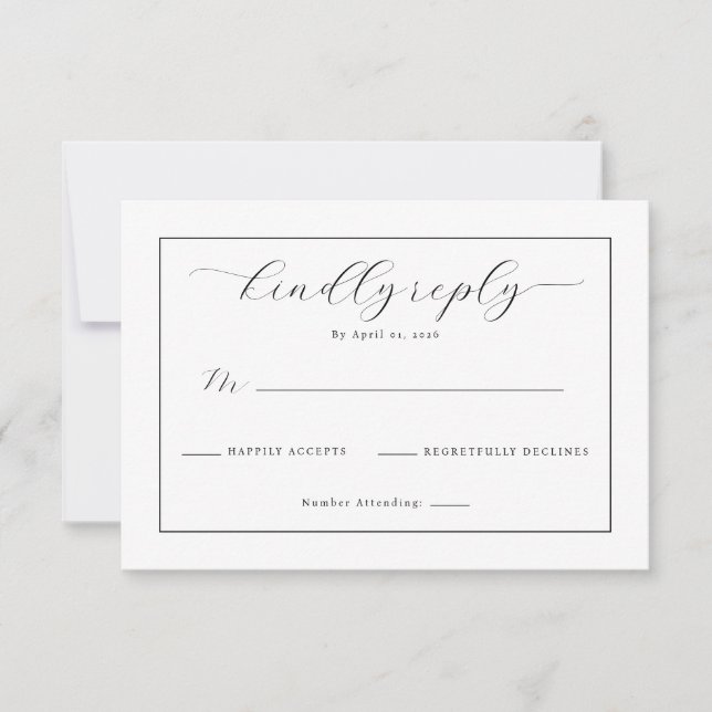 Elegant Black Typographic RSVP Card (Front)