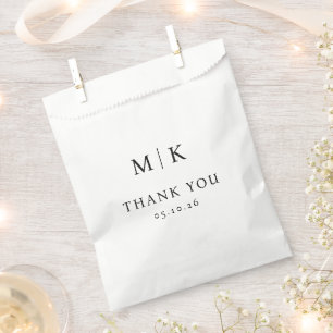Elegant Black Typographic Thank You Favour Bags