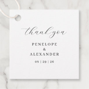 Elegant Black Typographic Thank You Favour Tags
