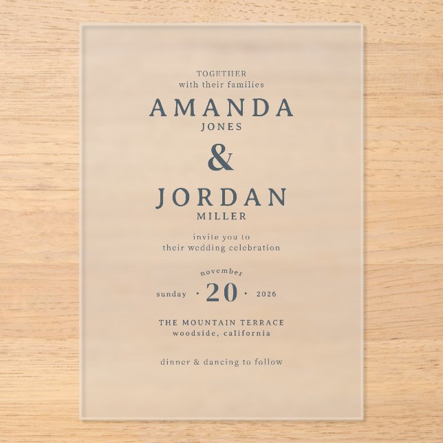 Elegant Black Typographic Wedding Invitation (Front)