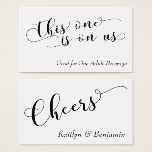 Elegant Black Typography on White Drink Tickets