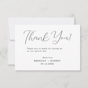Elegant Black Typography On White Thank You Card