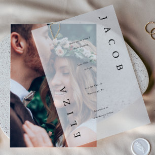 Elegant Black Typography Wedding Vellum Invitations