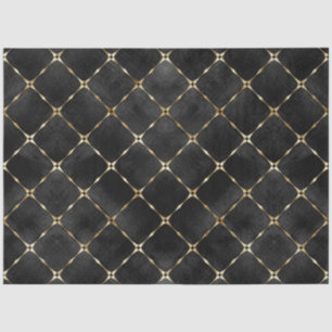Elegant Black Velvet Faux Gold Plaid Luxury Tissue Paper