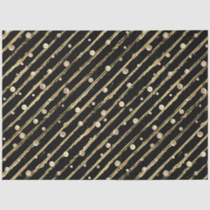 Elegant Black Velvet Gold Stripes Dots Luxury Tissue Paper