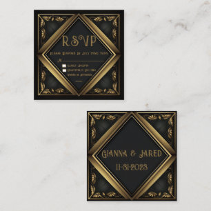 Elegant Black Velvet Wedding RSVP Card