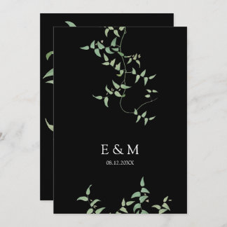 Elegant Black | Vintage Botanical Wedding Greenery Save The Date