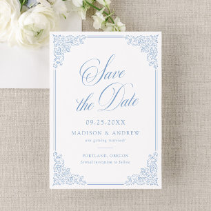 Elegant Black Vintage Ornate Frame Wedding Save The Date