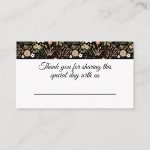 Elegant Black Vintage Party Country Floral Wedding Place Card