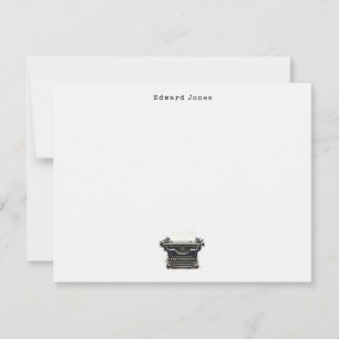 Elegant Black Vintage Typewriter Flat  Card