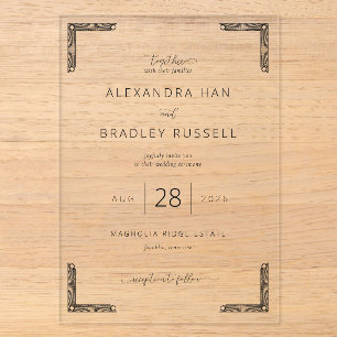 Elegant Black Vintage Wedding Invitation