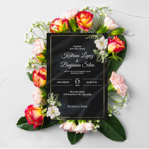 elegant black vintage wedding invitation