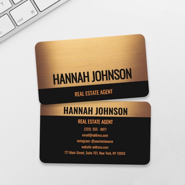 Elegant Black & Warm Gold Metal Business Card (Creator Uploaded)