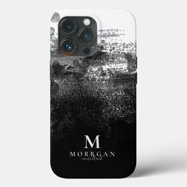 Elegant Black Watercolor Monogram Case-Mate iPhone Case (Back)