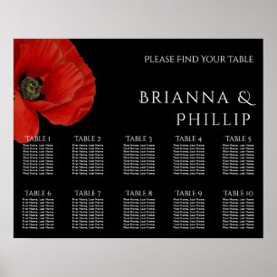 Elegant Black Wedding 10 Table Seating Chart