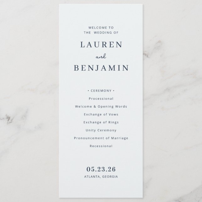 Elegant Black Wedding Ceremony Program Programme (Front)