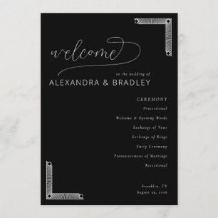 Elegant Black Wedding Ceremony Program Programme
