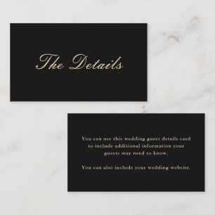 Elegant Black Wedding Guest Details Enclosure Card
