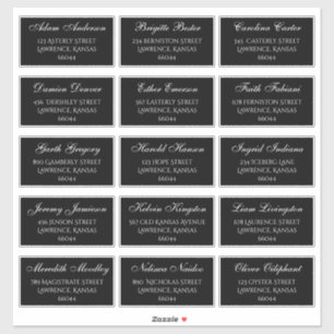 Elegant Black Wedding Guest Individual Addresses