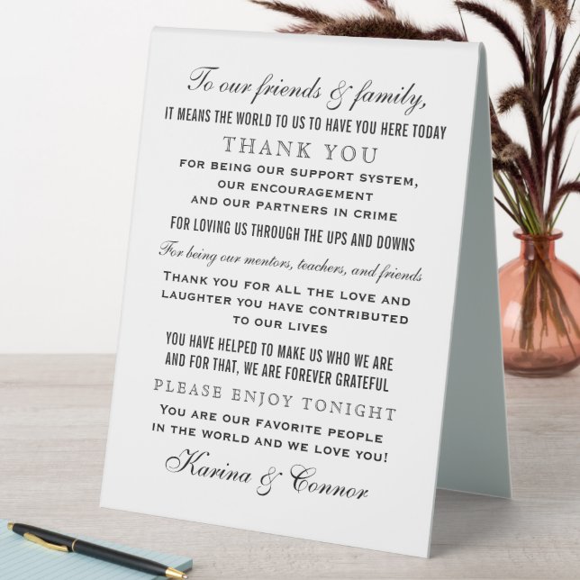 Elegant Black Wedding Guest Thank You Message (In SItu (Table))