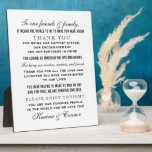 Elegant Black Wedding Guest Thank You Message Plaque<br><div class="desc">Custom "To our friends and family" thank you message tabletop display sign for wedding guests. A beautiful personalised touch for your reception entry or favour table. Classic black and white text design featuring a variety of different elegant font styles. The bride and groom names can be personalised at the bottom....</div>