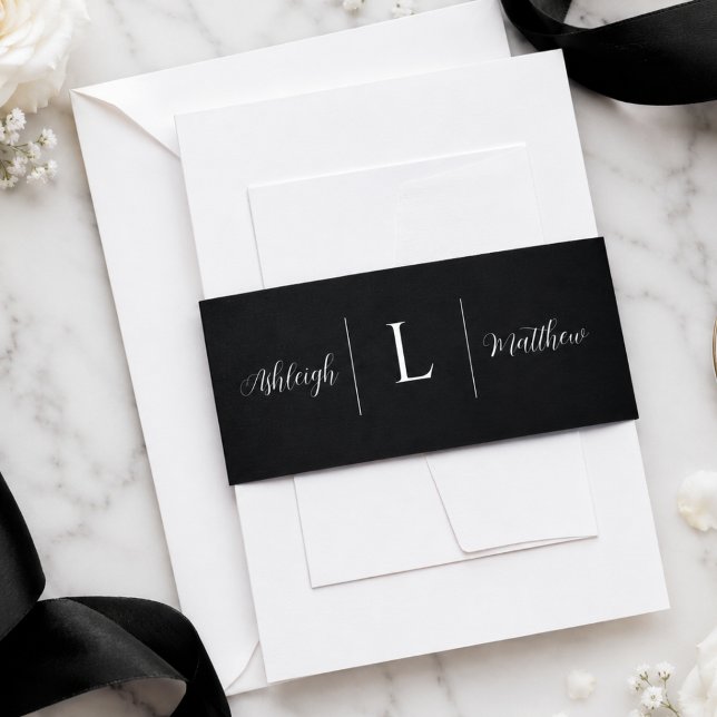 Elegant Black Wedding Invitation Belly Band (Creator Uploaded)
