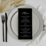 elegant black wedding menu card<br><div class="desc">simple black and white design. The colour and text can be personalised.</div>