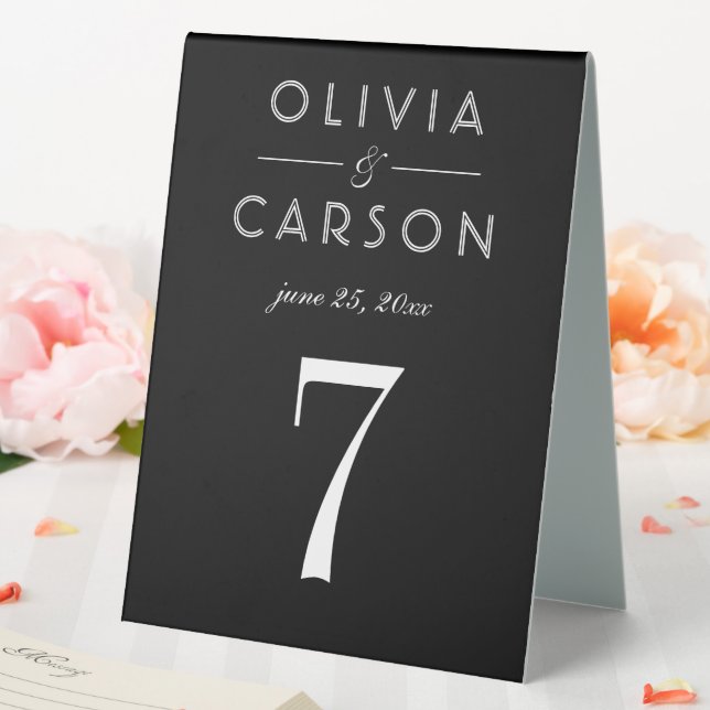 Elegant Black Wedding Monogram Table Number (In SItu (Wedding))