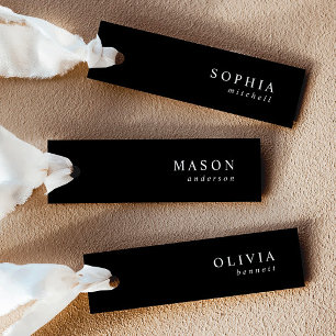 Elegant Black Wedding Name Place Cards