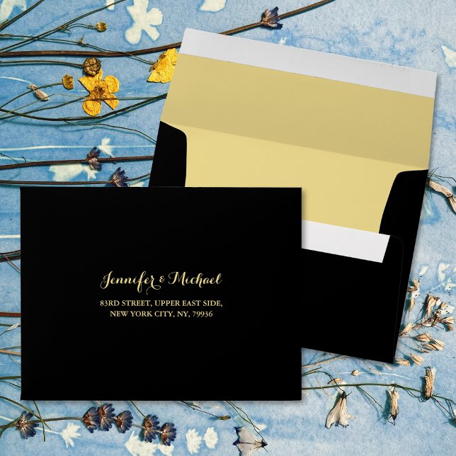 Elegant Black Wedding Party RSVP Return Address Envelope (Elegant Party Event Wedding RSVP Return Address Envelope)