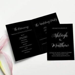 Elegant Black Wedding Program Programme