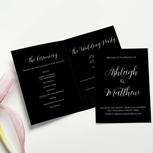Elegant Black Wedding Program Programme (Creator Uploaded)