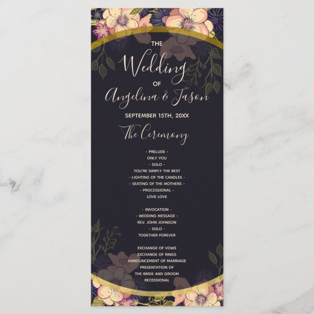 Elegant Black Wedding Programme (Front)