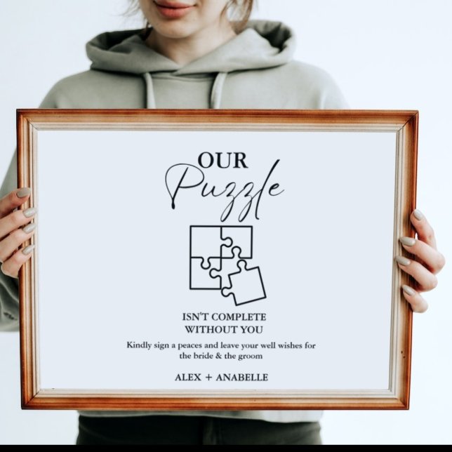 Elegant Black Wedding Puzzle Guestbook Sign (Creator Uploaded)
